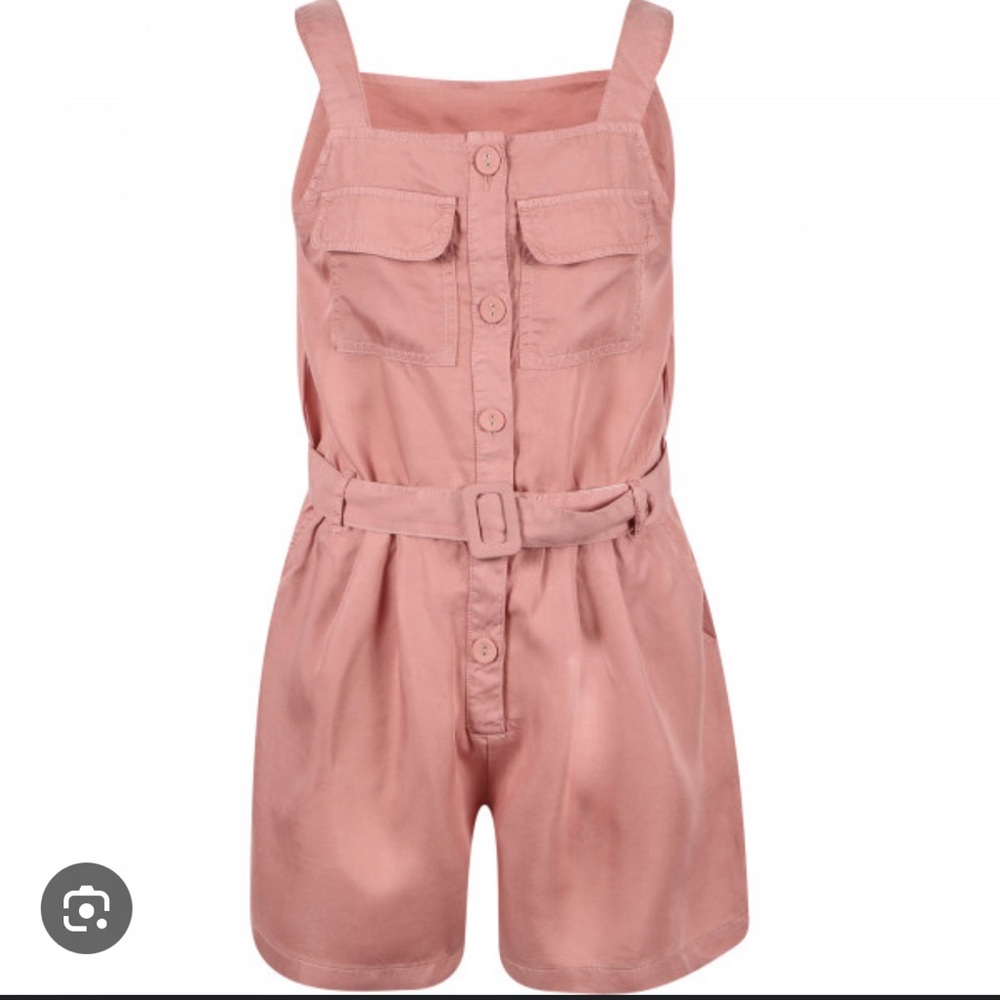 MAYORAL GIRLS SHORT BELTED SUMMER JUMPSUIT IN PINK